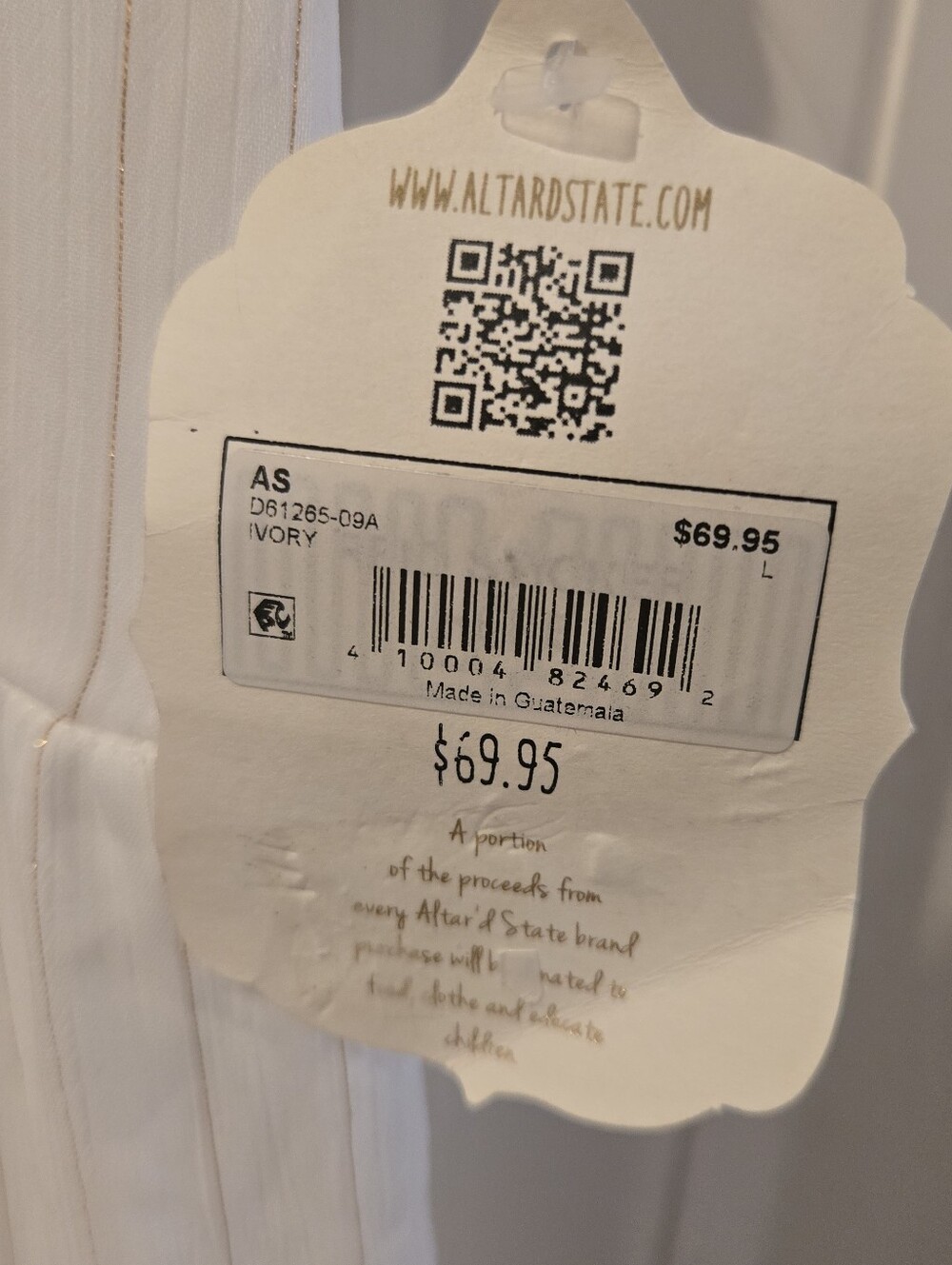 NWT Altar'd State Ivory Gold Metallic Lurex Tiered Mini Dress Boho Fairy Large - Picture 11 of 11